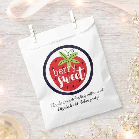 Aardbeien Berry Sweet Birthday Baby Girl Kinderen Bedankzakje (Geknipt)