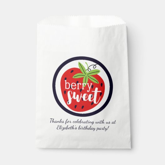 Aardbeien Berry Sweet Birthday Baby Girl Kinderen Bedankzakje (Voorkant)