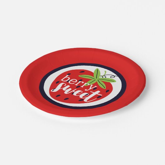 Aardbeien Berry Sweet Birthday Baby Girl Kinderen Papieren Bordje (Gekanteld)