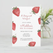 Aardbeien Berry Sweet Birthday Uitnodiging (Staand voorkant)