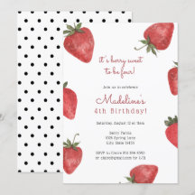 Aardbeien Berry Sweet Birthday Uitnodiging