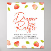 Aardbeien Berry Sweet Diaper Raffle Game Sign Poster (Voorkant)