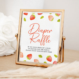 Aardbeien Berry Sweet Diaper Raffle Game Sign Poster