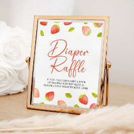 Aardbeien Berry Sweet Diaper Raffle Game Sign Poster