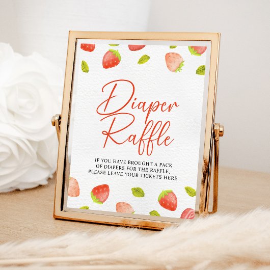 Aardbeien Berry Sweet Diaper Raffle Game Sign Poster