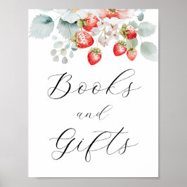 Aardbeien bessen zoete boeken en geschenken teken poster
