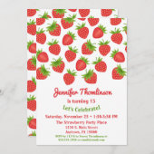 Aardbeien Birthday Invitation Summer Aardbeien Kaart (Voorkant / Achterkant)