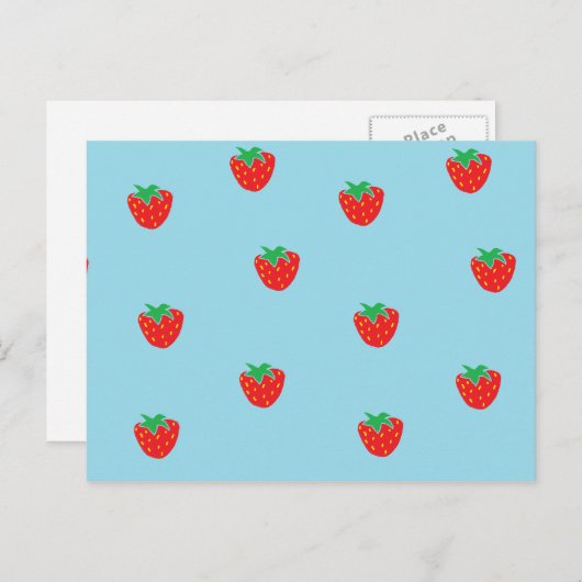 Aardbeien Blauw Briefkaart (Voorkant / Achterkant)