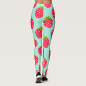 Aardbeien blauw patroon Leggings (Achterkant)