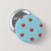 Aardbeien Blauw Ronde Button 5,7 Cm (Voorkant /achterkant)