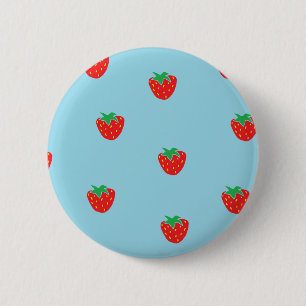 Aardbeien Blauw Ronde Button 5,7 Cm