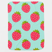 Aardbeien blauwe babydeken
