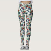 Aardbeien Blauwe bessen en Vlinders Bloemen Leggings (Voorkant)