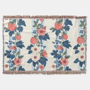 Aardbeien & Blauwe Bladeren Bloempatroon Deken