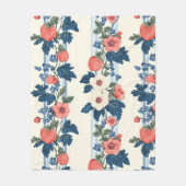 Aardbeien & Blauwe Bladeren Bloempatroon Fleece Deken (Voorkant)