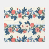 Aardbeien & Blauwe Bladeren Bloempatroon Fleece Deken (Voorkant (Horizontaal))