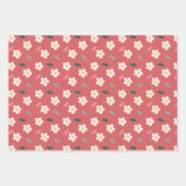 Aardbeien, Bloemen en Abstract Patroon Thema Inpakpapier Vel (Voorkant 2)