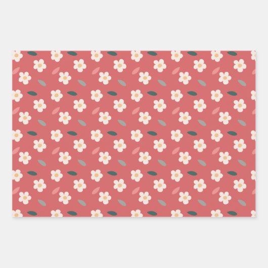 Aardbeien, Bloemen en Abstract Patroon Thema Inpakpapier Vel (Voorkant 2)