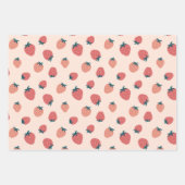 Aardbeien, Bloemen en Abstract Patroon Thema Inpakpapier Vel (Voorkant)