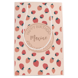 Aardbeien, Bloemen en Abstract Patroon Thema Medium Cadeauzakje