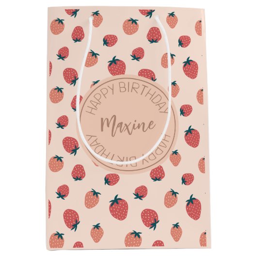 Aardbeien, Bloemen en Abstract Patroon Thema Medium Cadeauzakje (Voorkant)