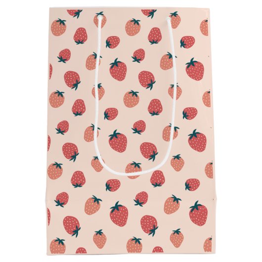 Aardbeien, Bloemen en Abstract Patroon Thema Medium Cadeauzakje (Achterkant)