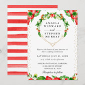 Aardbeien Bloemen Hart Krans Bruiloft Kaart (Voorkant / Achterkant)