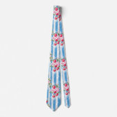 Aardbeien & Bloemen op Blue Stripes Stropdas (Voorkant)