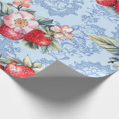 Aardbeien & Bloemen Patroon Cadeaupapier (Hoek)