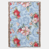Aardbeien & Bloemen Patroon Deken (Voorkant Verticaal)