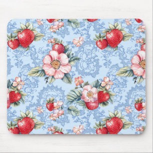 Aardbeien & Bloemen Patroon Muismat