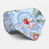 Aardbeien & Bloemen Patroon Stropdas (Opgerold)