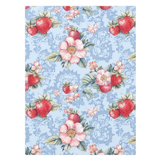  Aardbeien & Bloemen Patroon Tafelkleed (Voorkant)
