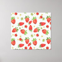 Aardbeien Bloemen: Waterverf Naadloze Kunst