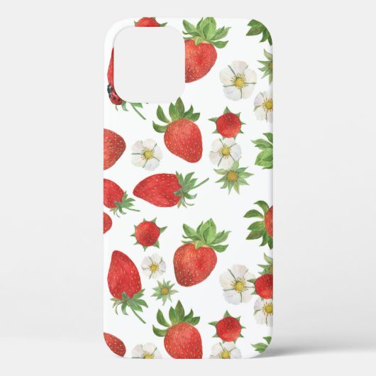 Aardbeien Bloemen: Waterverf Naadloze Kunst Case-Mate iPhone Case (Achterkant)