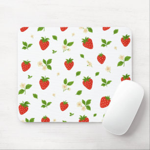 Aardbeien bloemmotief muismat, cute watercolor muismat