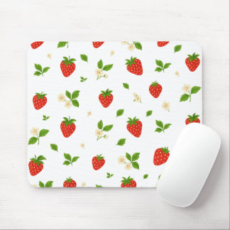 Aardbeien bloemmotief muismat, cute watercolor muismat