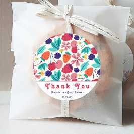 Aardbeien Blueberries Baby shower Tropisch Ronde Sticker