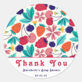 Aardbeien Blueberries Baby shower Tropisch Ronde Sticker (Voorkant)