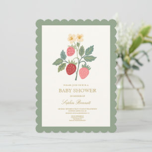 Aardbeien Boeket Bloesem Baby Shower Uitnodiging