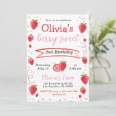 Aardbeien Boerderij Girl Birthday Kaart (Staand voorkant)