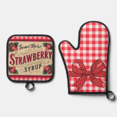 Aardbeien Boerderij Ovenwant & Pannenlap Set (Voorkant)