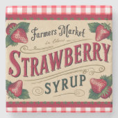 Aardbeien Boerderij Stenen Onderzetter (Voorkant)