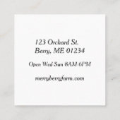 Aardbeien Boerderij Vierkante Visitekaartje (Achterkant)