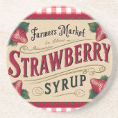 Aardbeien Boerderij Zandsteen Onderzetter (Voorkant)