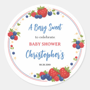 Aardbeien Bosbessen Bes Zoete Baby Shower Ronde Sticker