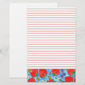 Aardbeien Bosbessen Bijen Rode Lijn Briefpapier (Voorkant / Achterkant)