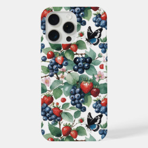 Aardbeien Bosbessen en Vlinders Bloemstuk iPhone 15 Pro Max Case