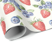 Aardbeien Bosbessen Fruit Cadeaupapier (Rol Hoek)