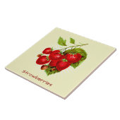  aardbeien Botanische kunst Tegeltje (Zijkant)